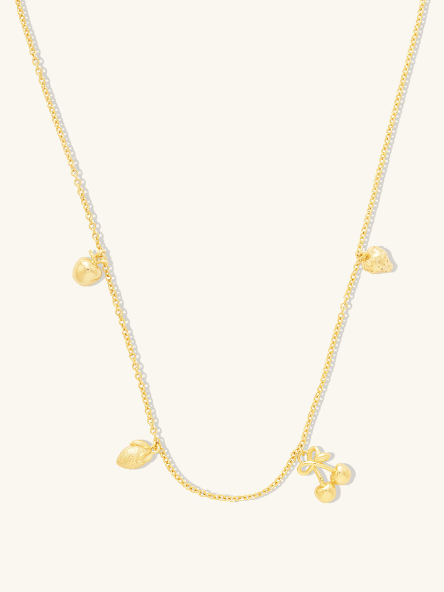Fruit Party Charms Necklace | 14K Gold Plated Brass