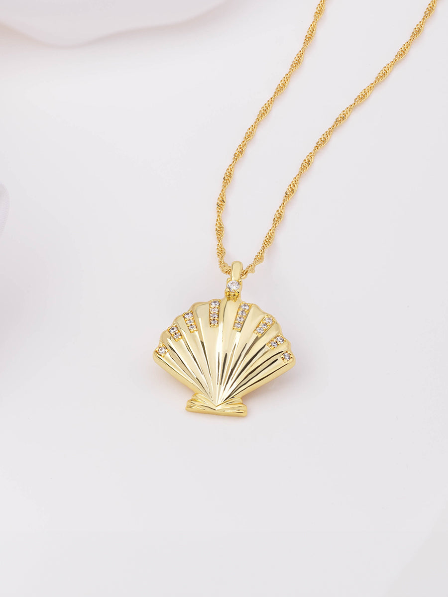 Sundaze Shell Necklace | Natural Gemstone | 14K Gold Plated Brass