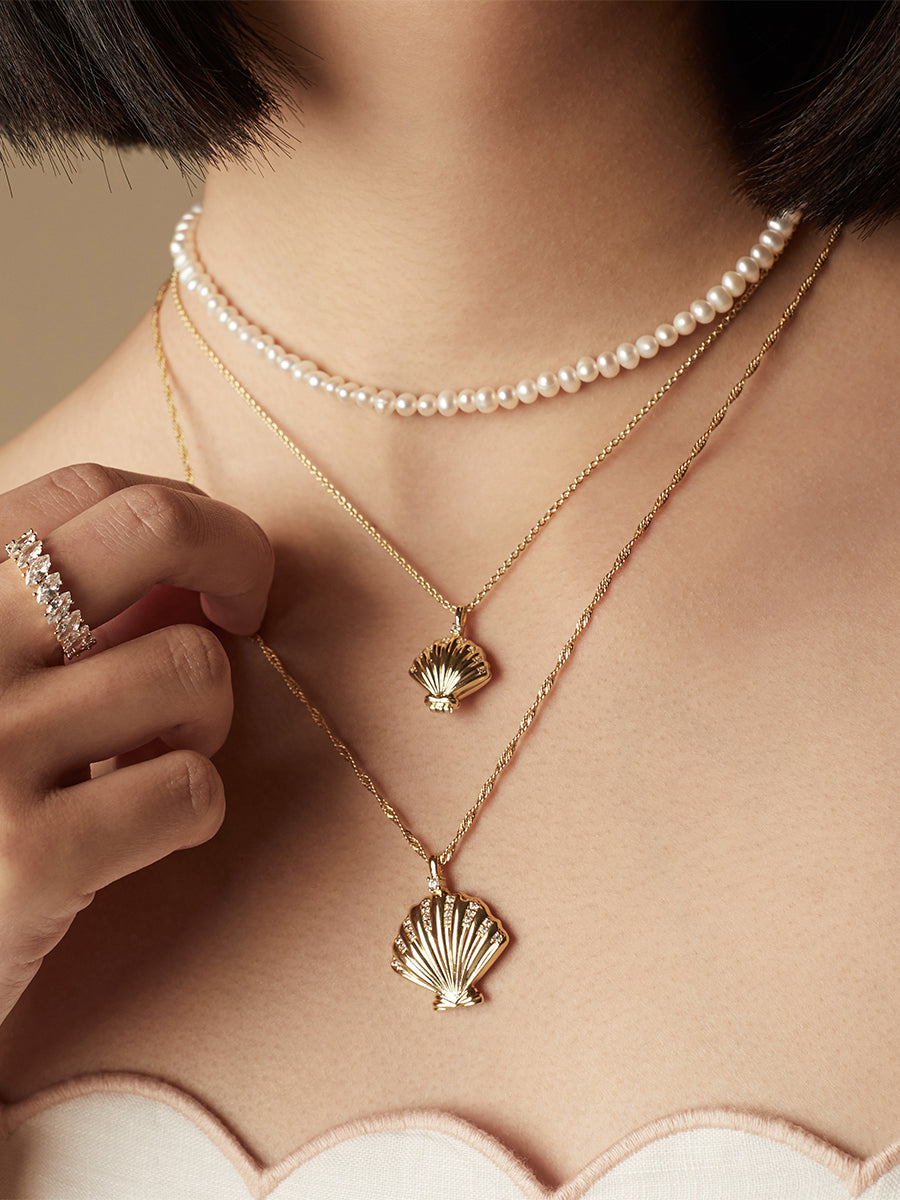 Sundaze Shell Necklace | Natural Gemstone | 14K Gold Plated Brass