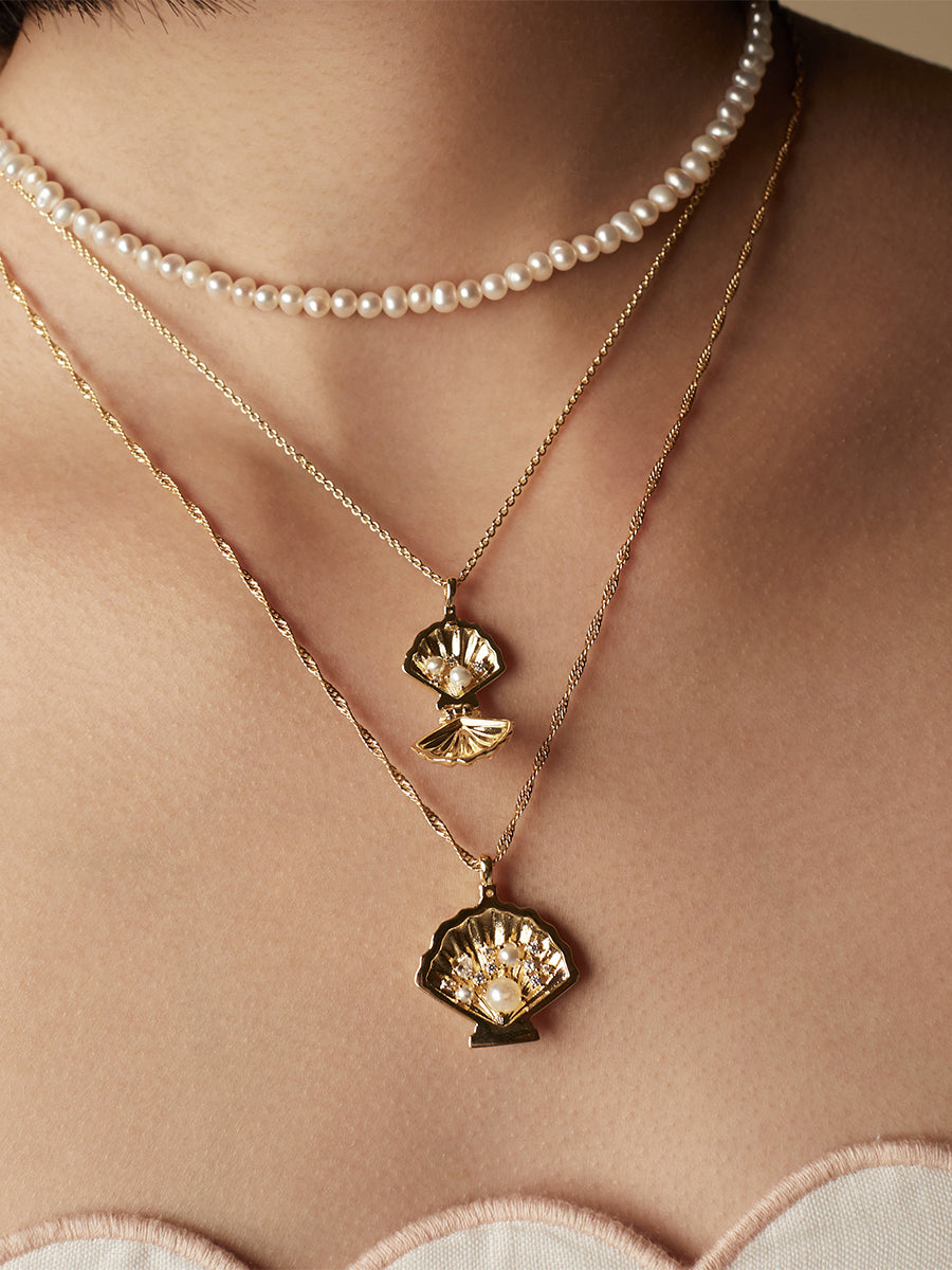 Sundaze Shell Necklace | Natural Gemstone | 14K Gold Plated Brass