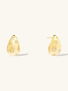 Teardrop Constellation 20mm Stud Earrings | 5A Grade Cubic Zirconia | 14K Gold Plated Brass