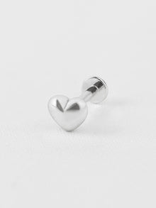 Dome Heart Flat Back Earring | Silver Rhodium Plated Brass