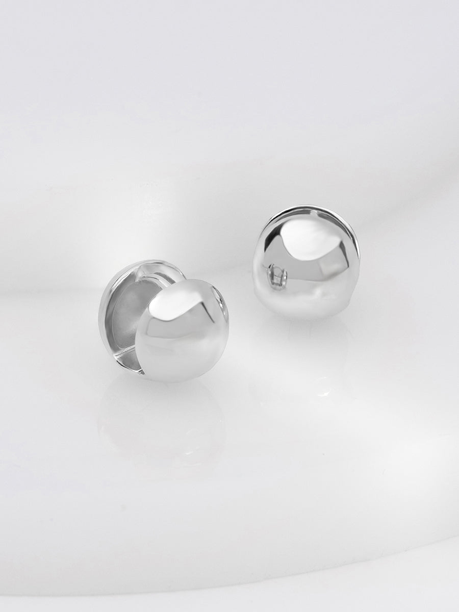 Dome 11mm Earrings | Silver Rhodium Plated Brass