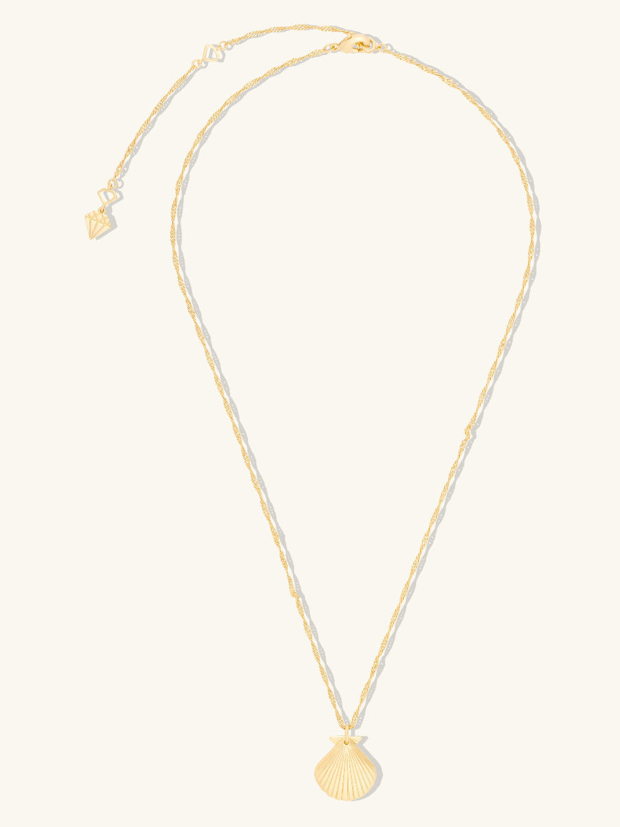 Seashell Locket Necklace | 14K Gold Plated Brass
