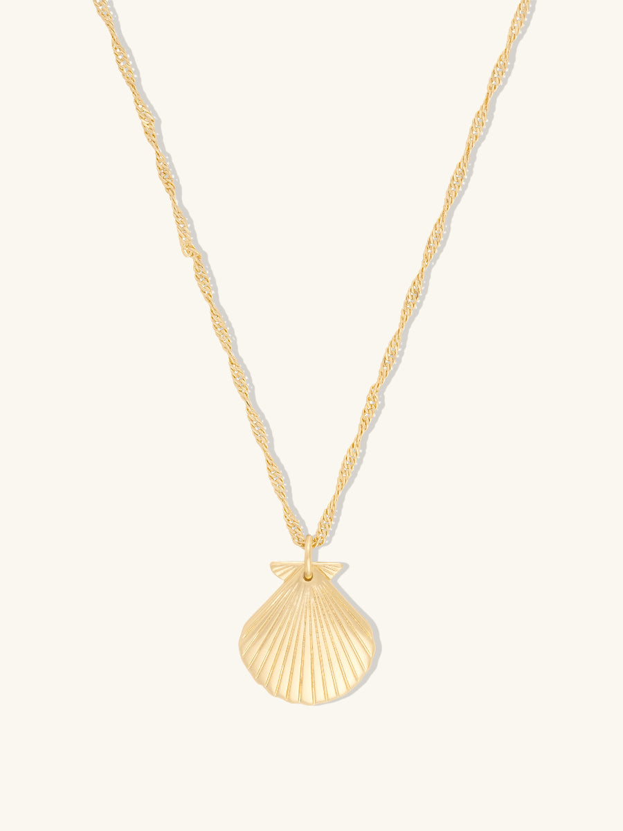 Seashell Locket Necklace | 14K Gold Plated Brass