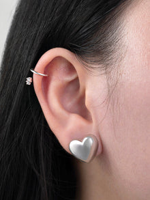 Bubble Heart Stud Earrings | Silver Rhodium Plated Brass
