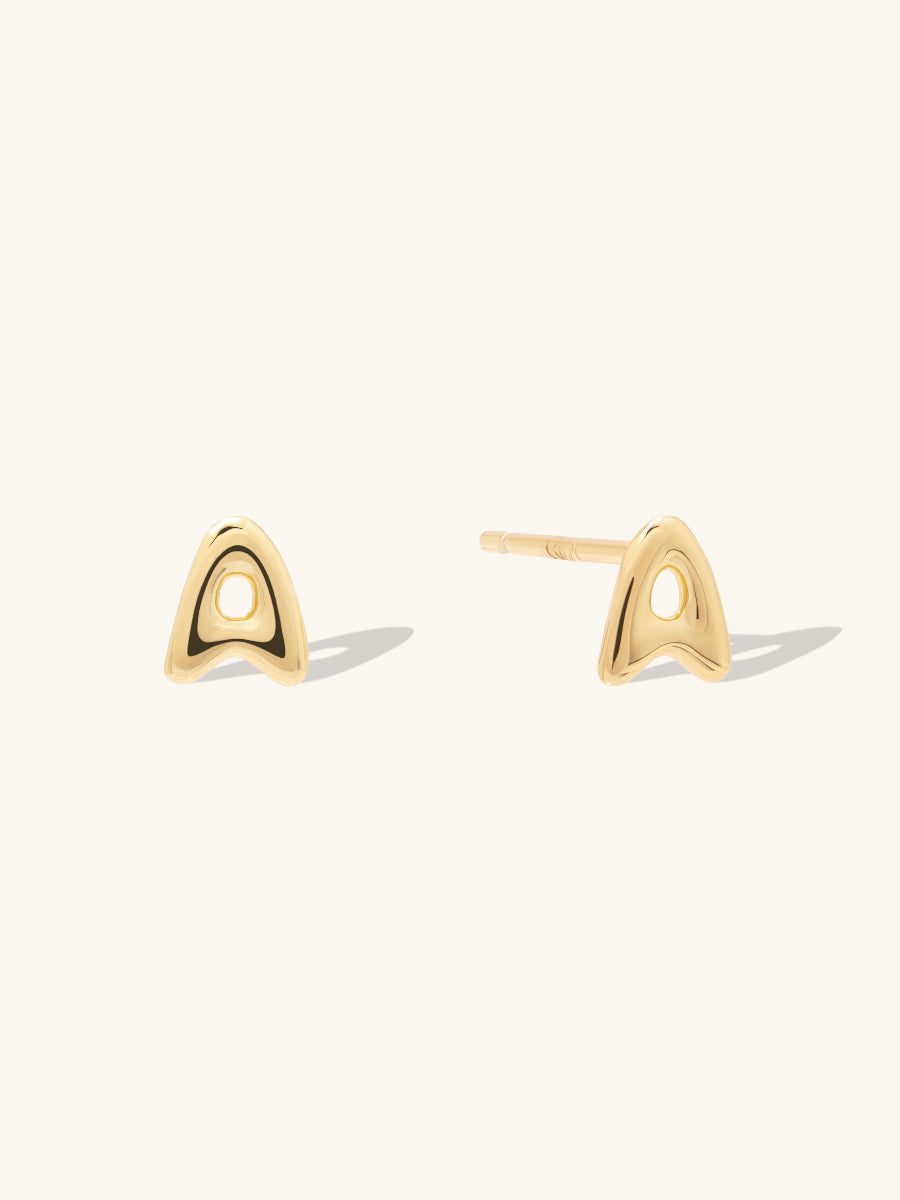 Alphabet Bubble Stud Earrings | 14K Gold Plated Brass