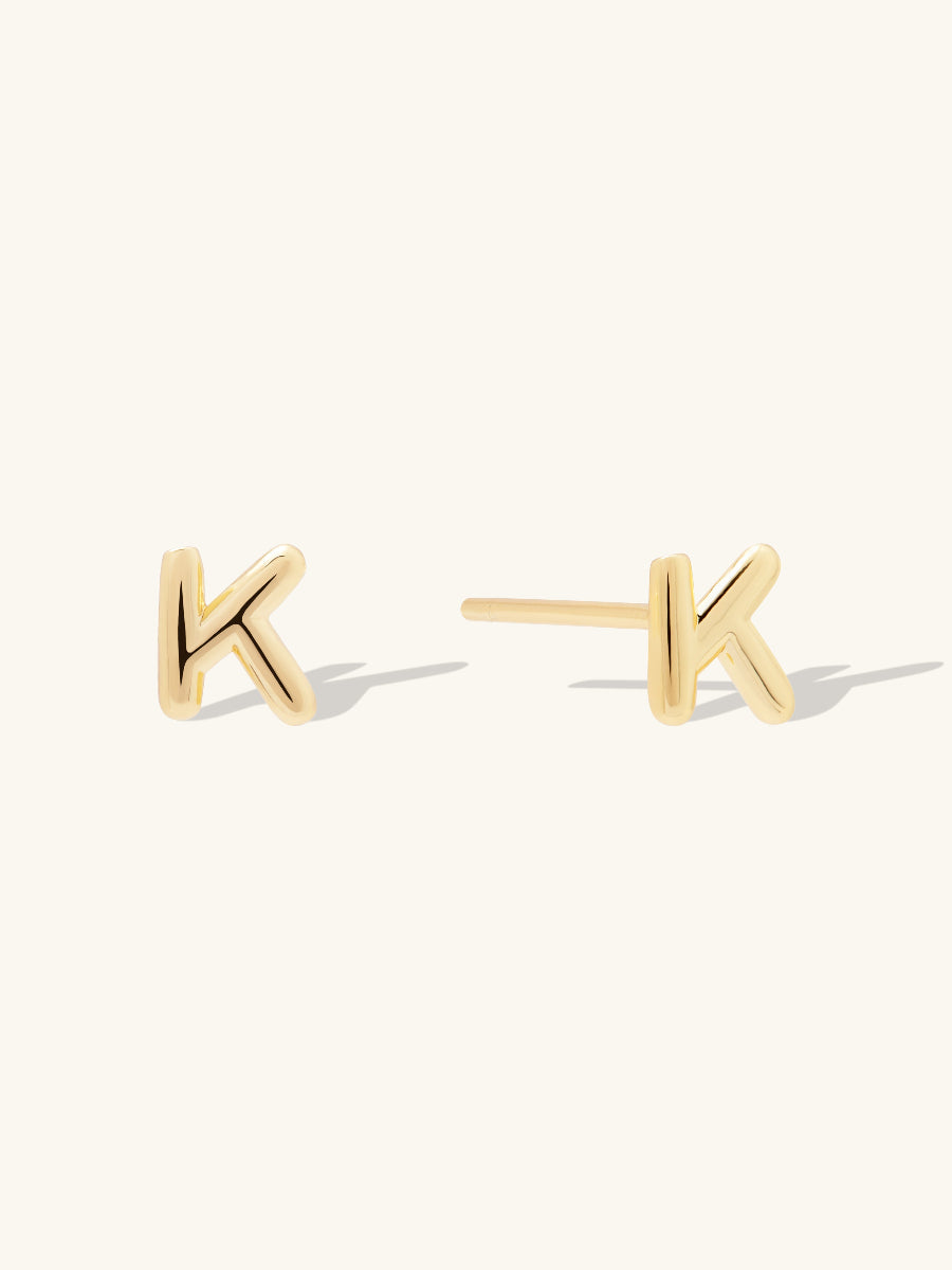 Alphabet Bubble Stud Earrings | 14K Gold Plated Brass