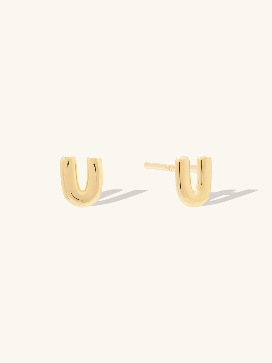 Alphabet Bubble Stud Earrings | 14K Gold Plated Brass