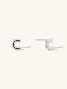 Alphabet Bubble Stud Earrings | Silver Rhodium Plated Brass