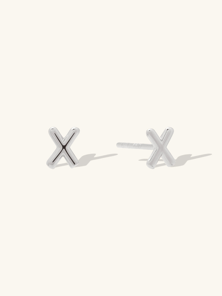 Alphabet Bubble Stud Earrings | Silver Rhodium Plated Brass