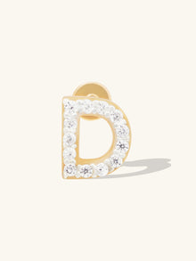 Alphabet Pave Flat Back Earring | 14K Gold Plated Brass
