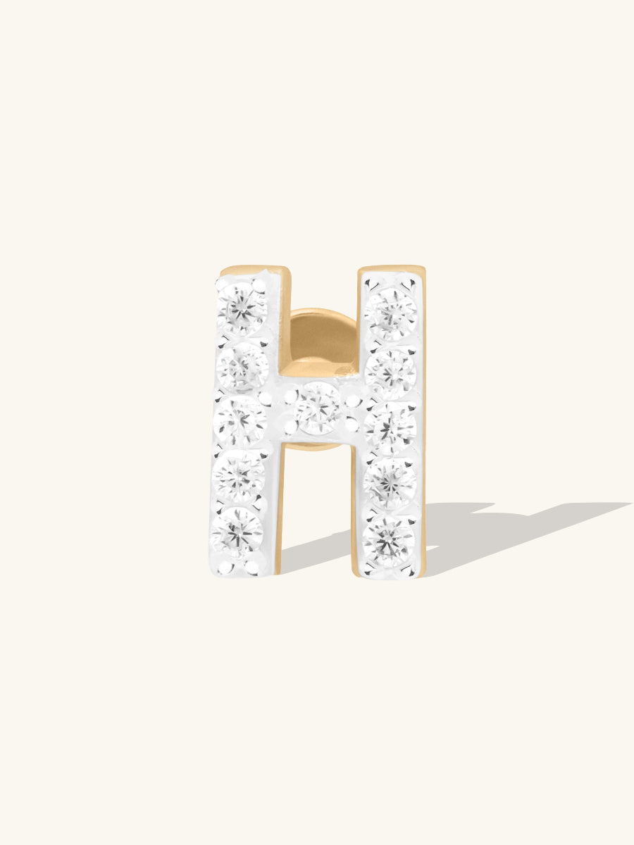 Alphabet Pave Flat Back Earring | 14K Gold Plated Brass