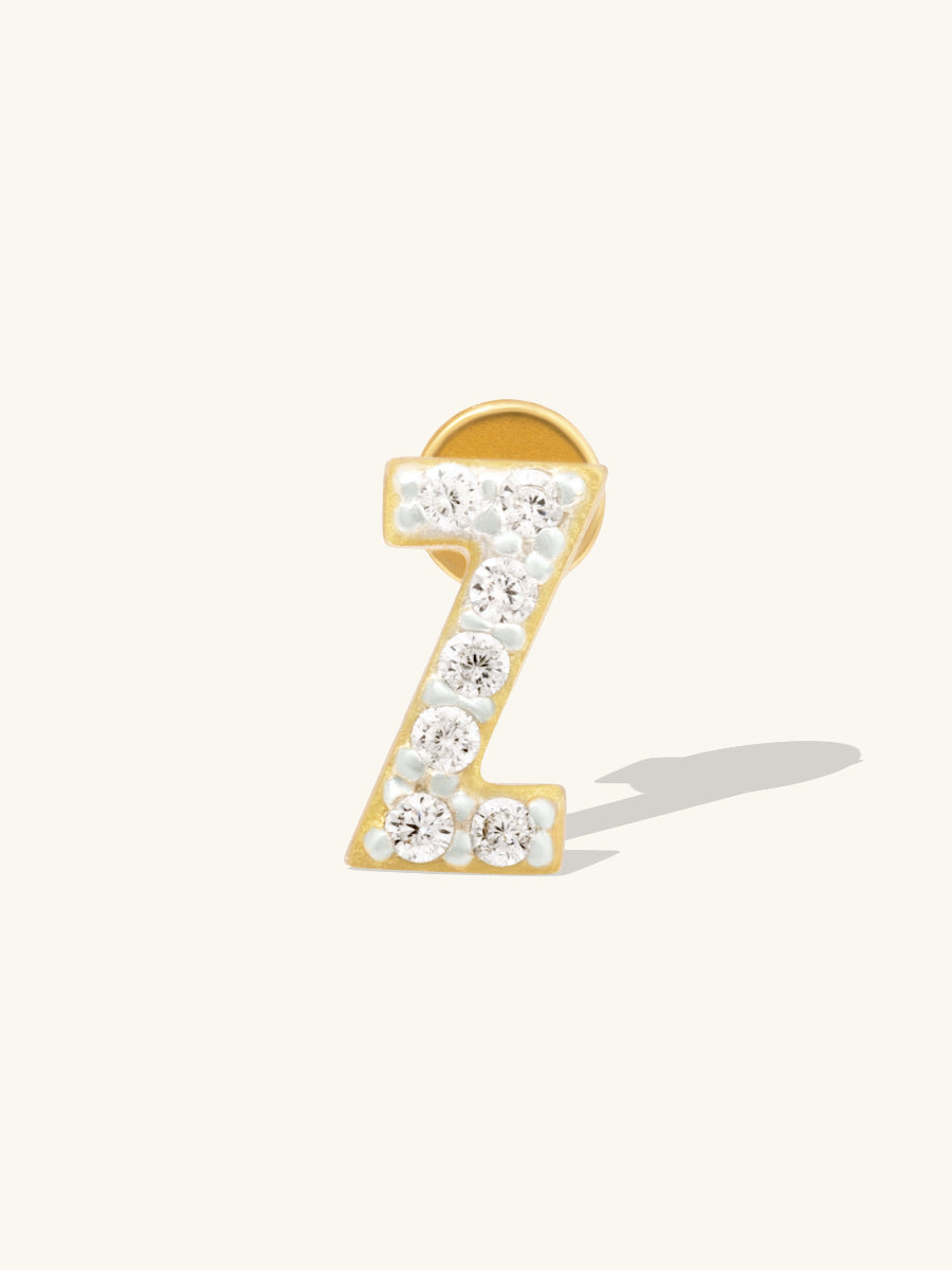 Alphabet Pave Flat Back Earring | 14K Gold Plated Brass