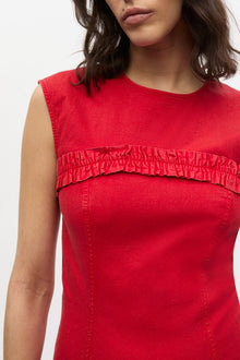 Washed Stretch Cotton Corset Mini Dress | Racing Red