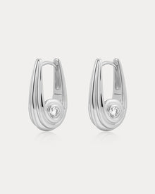 Wave Bezel Hoops | Silver | Cubic Zirconia