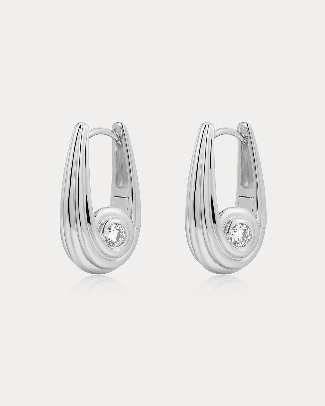 Wave Bezel Hoops | Silver | Cubic Zirconia