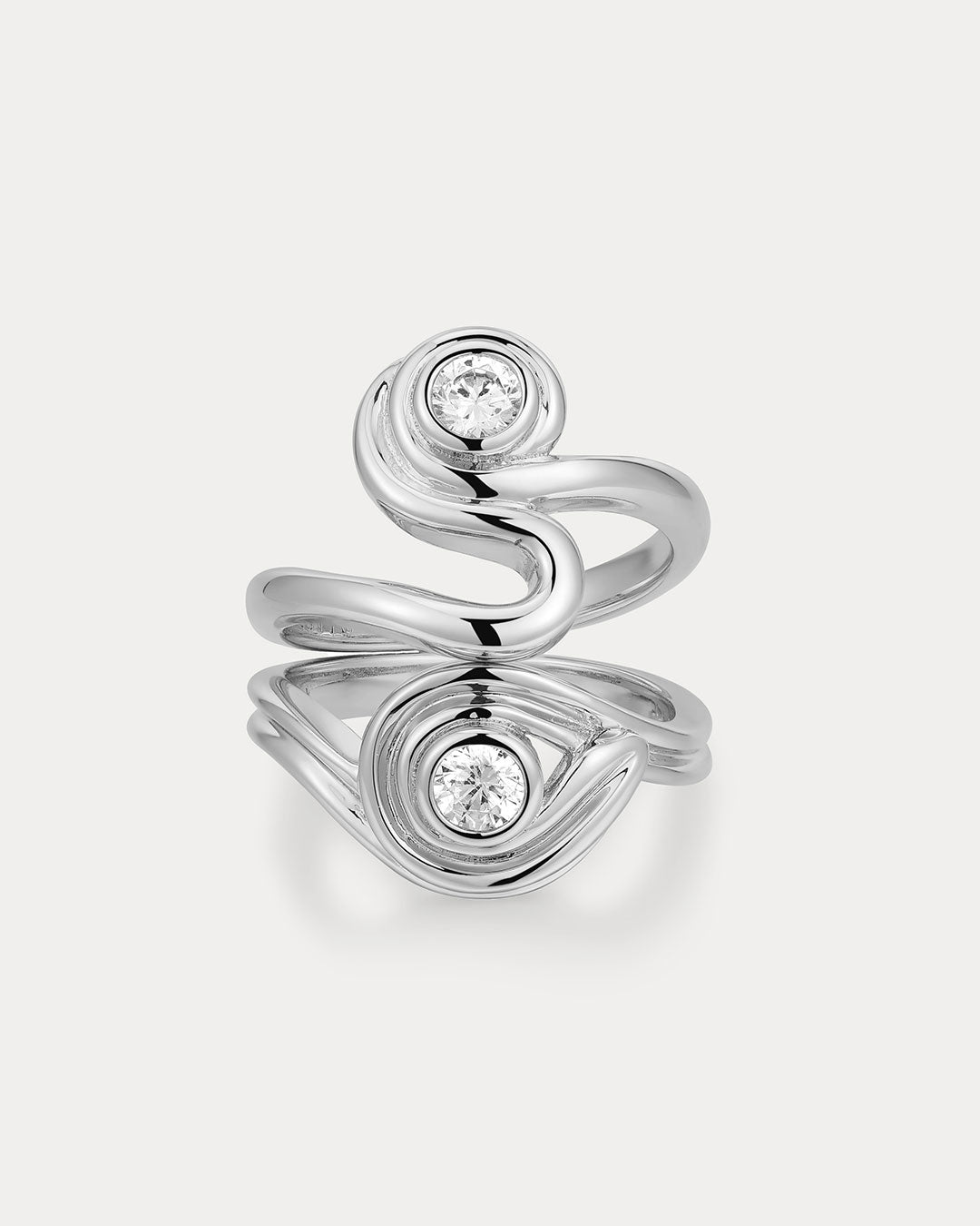 The Wave Ring Set | Silver | Cubic Zirconia