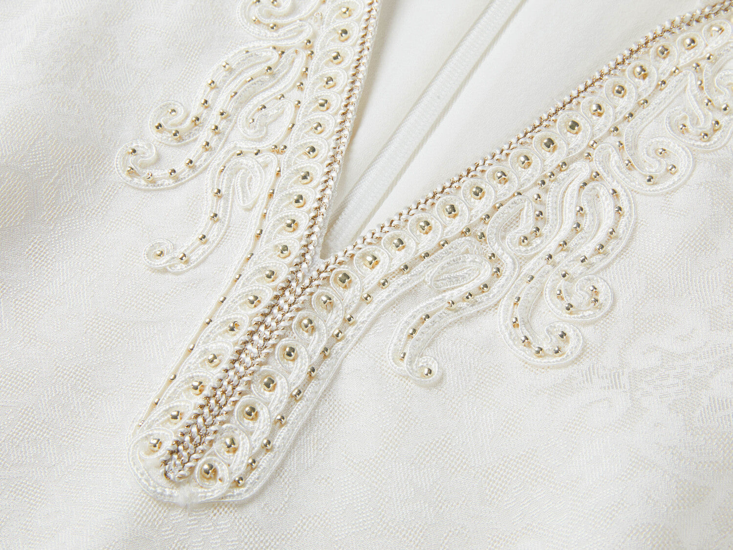 Silk Flower Brocade Dress | White