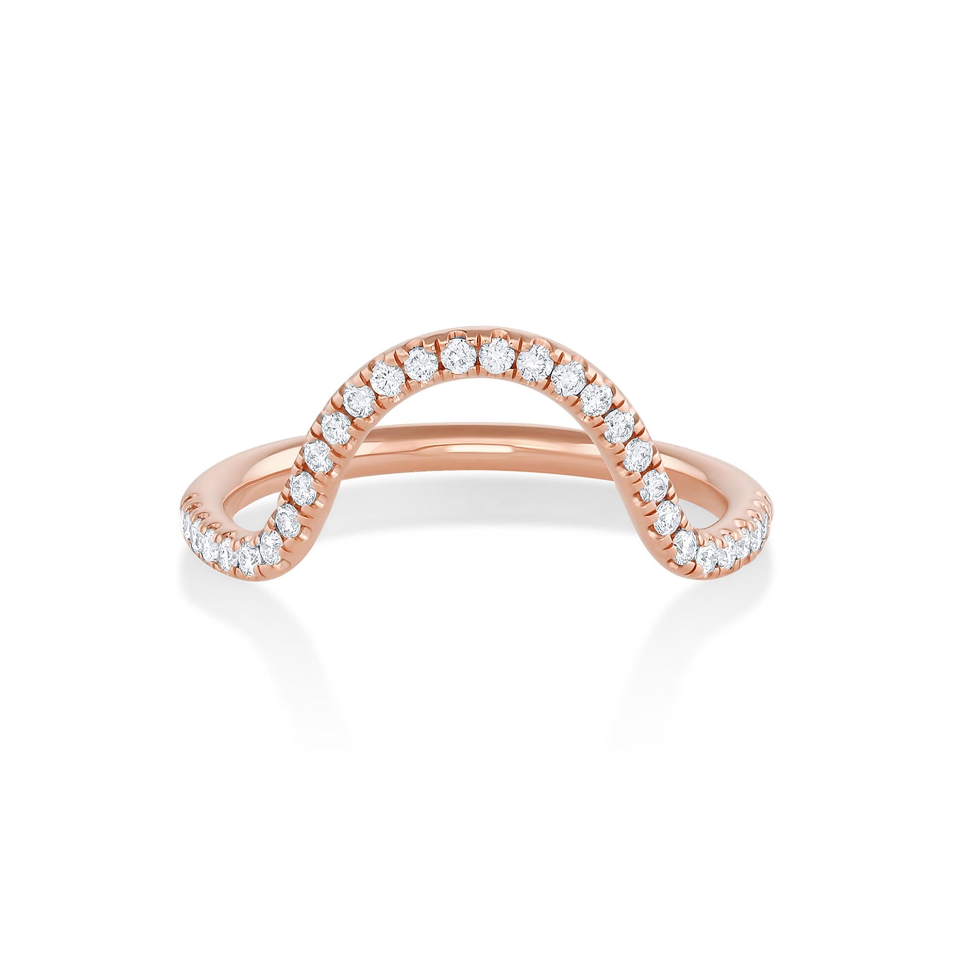 Women | White Diamond Constance Wave Band | 14k Rose Gold