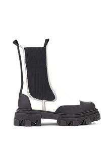 White Leather Chelsea Boots | Oyster Gray