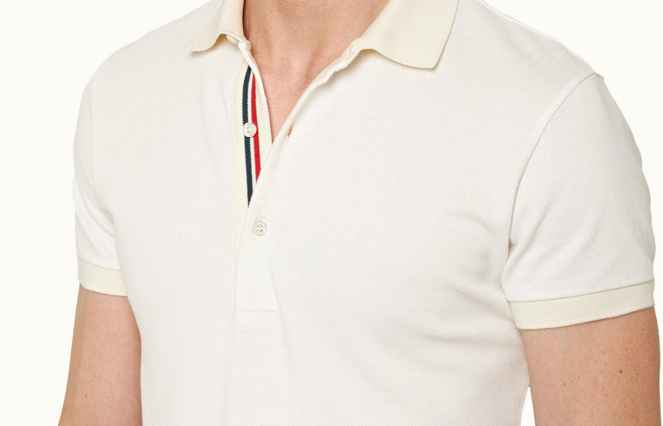 Whiteside O.B Stripe Organic Cotton Polo Shirt | White Sand