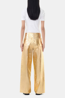 Wide Jeans in Gold Foil | Egret