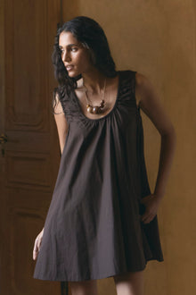 Aya | Winnie Organic Cotton U-Neck Mini Dress in Size Small