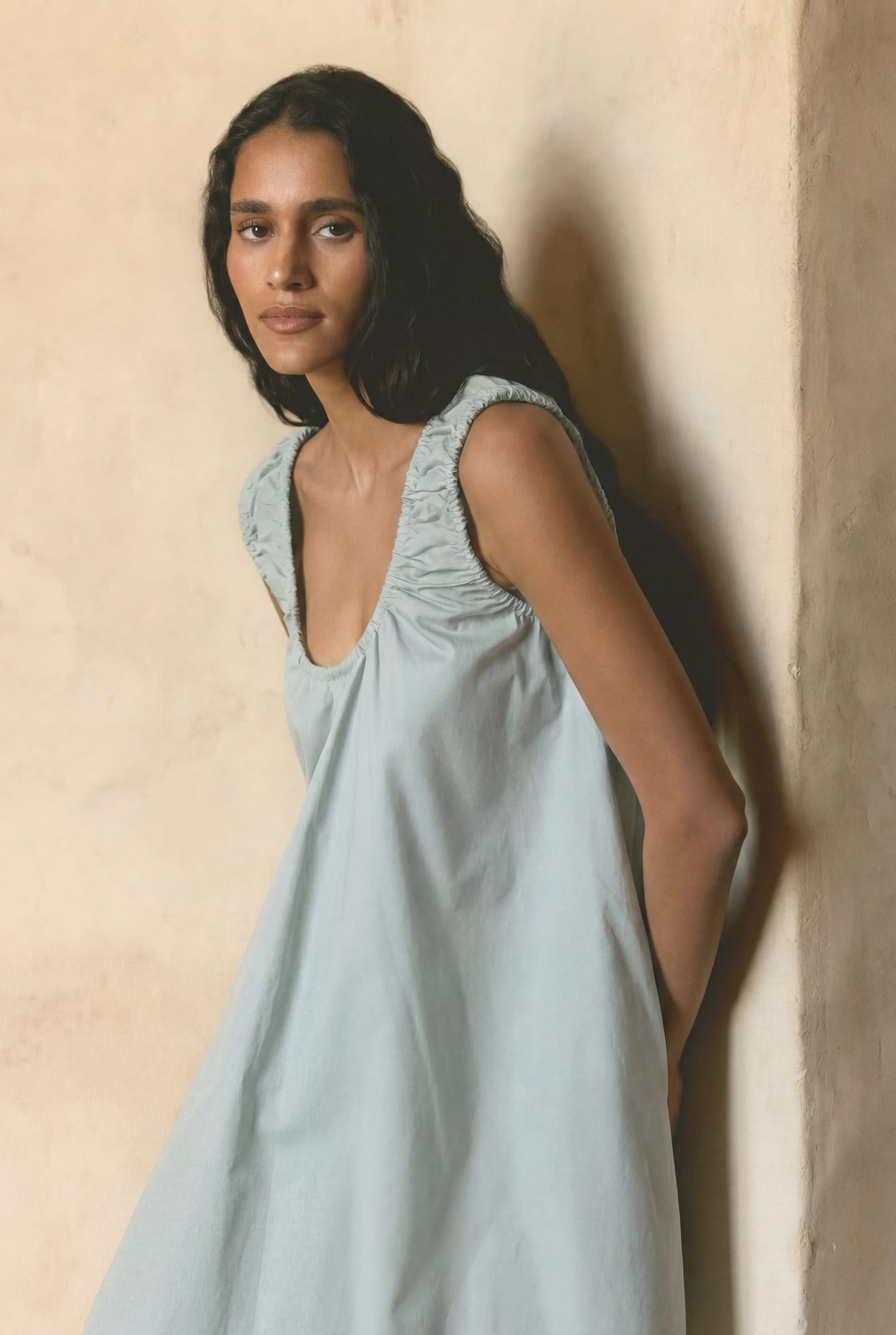 Aya | Winnie Organic Cotton U-Neck Mini Dress in Size Small