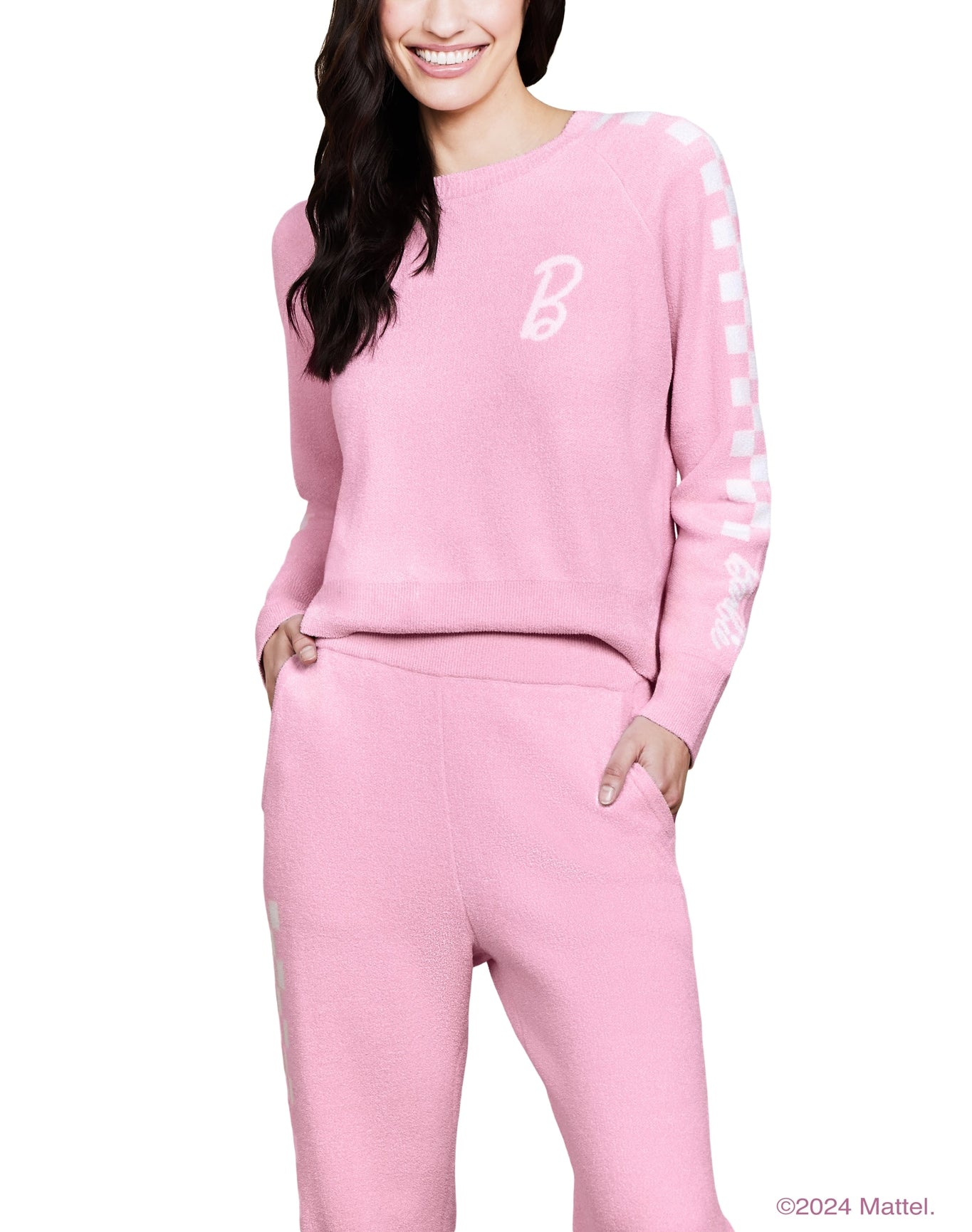 Women | Cozychic Ultra Lite Checkered Barbie Jogger | Barbie Pink