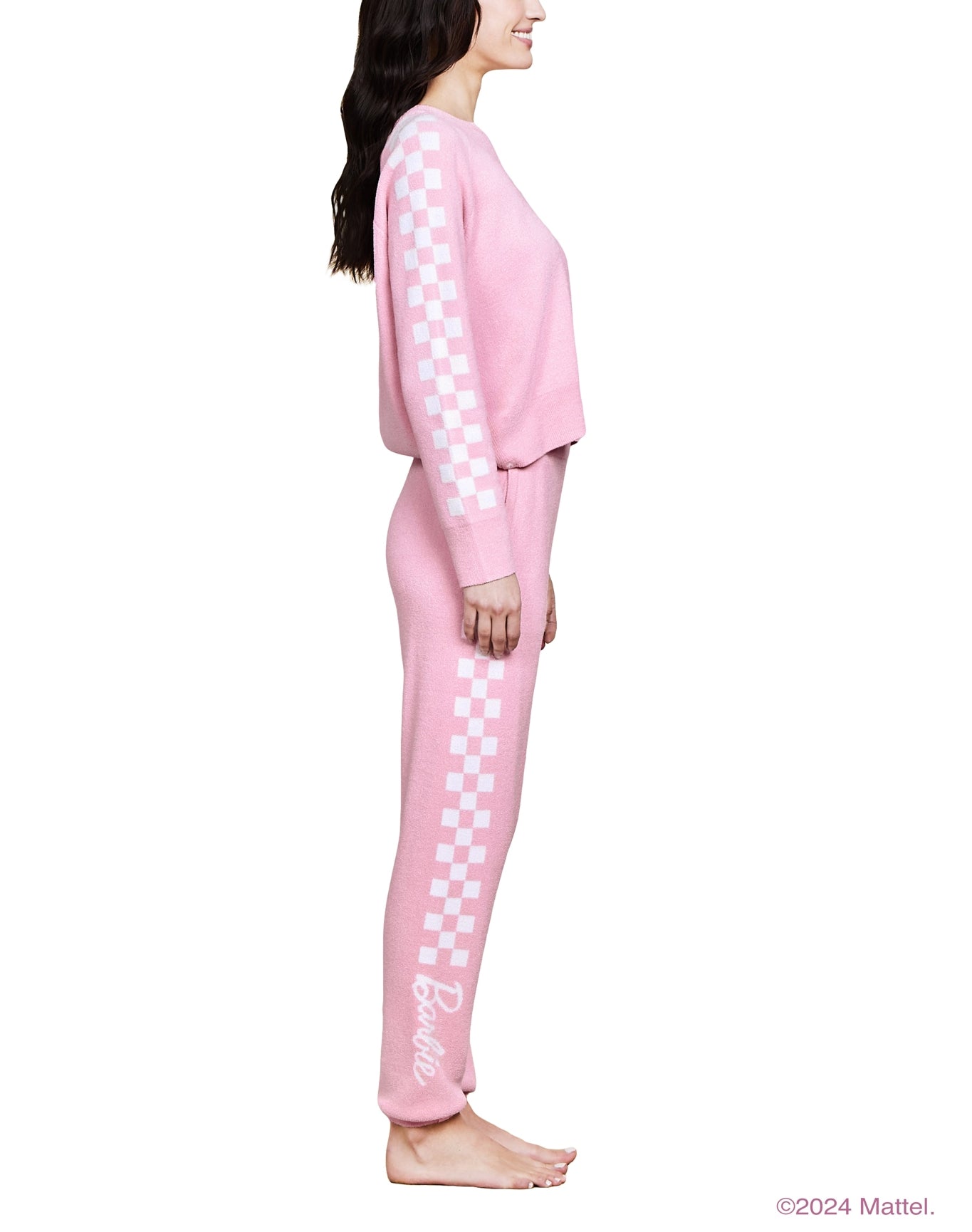 Women | Cozychic Ultra Lite Checkered Barbie Pullover | Barbie Pink
