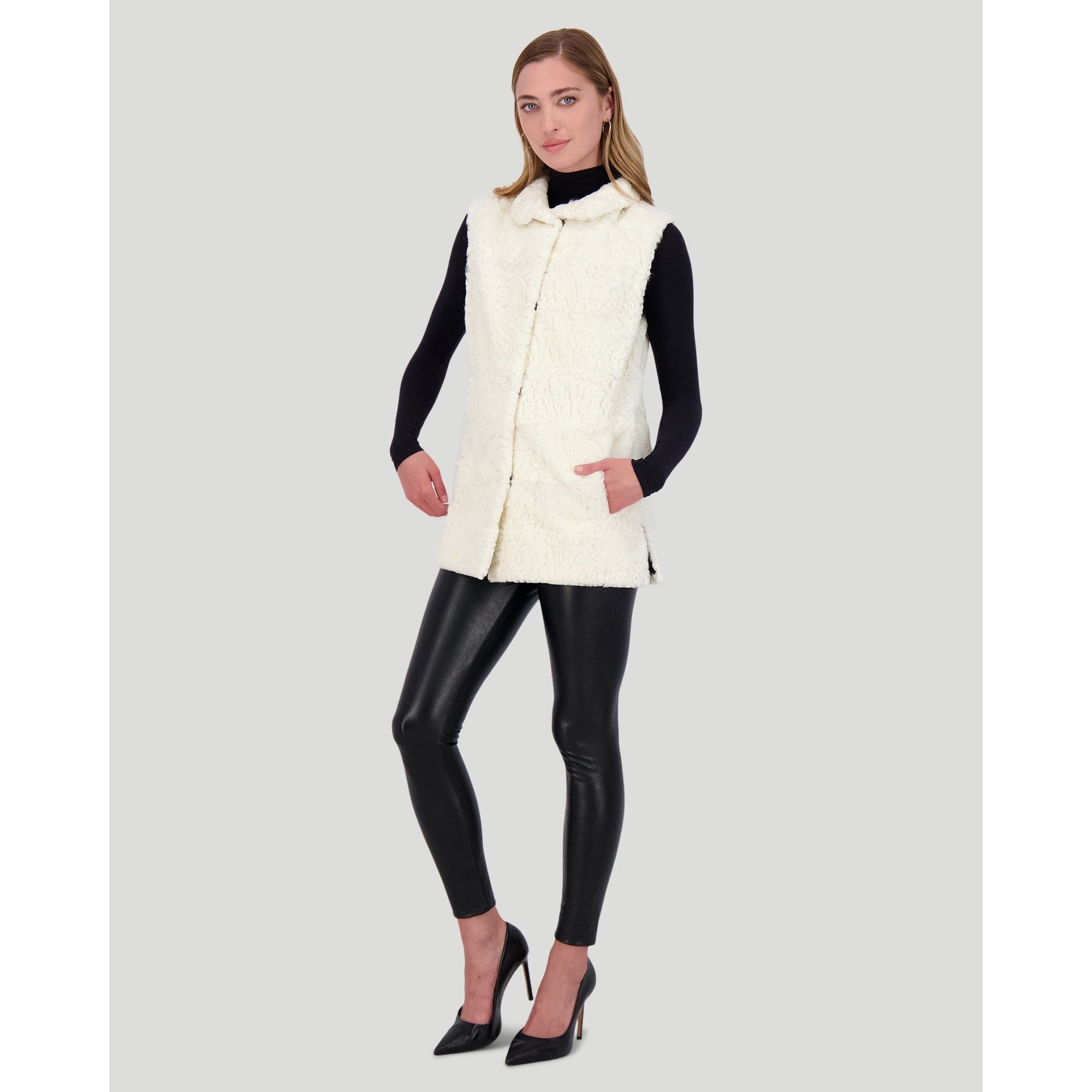 Women | Horizontal Lamb Vest | Beige