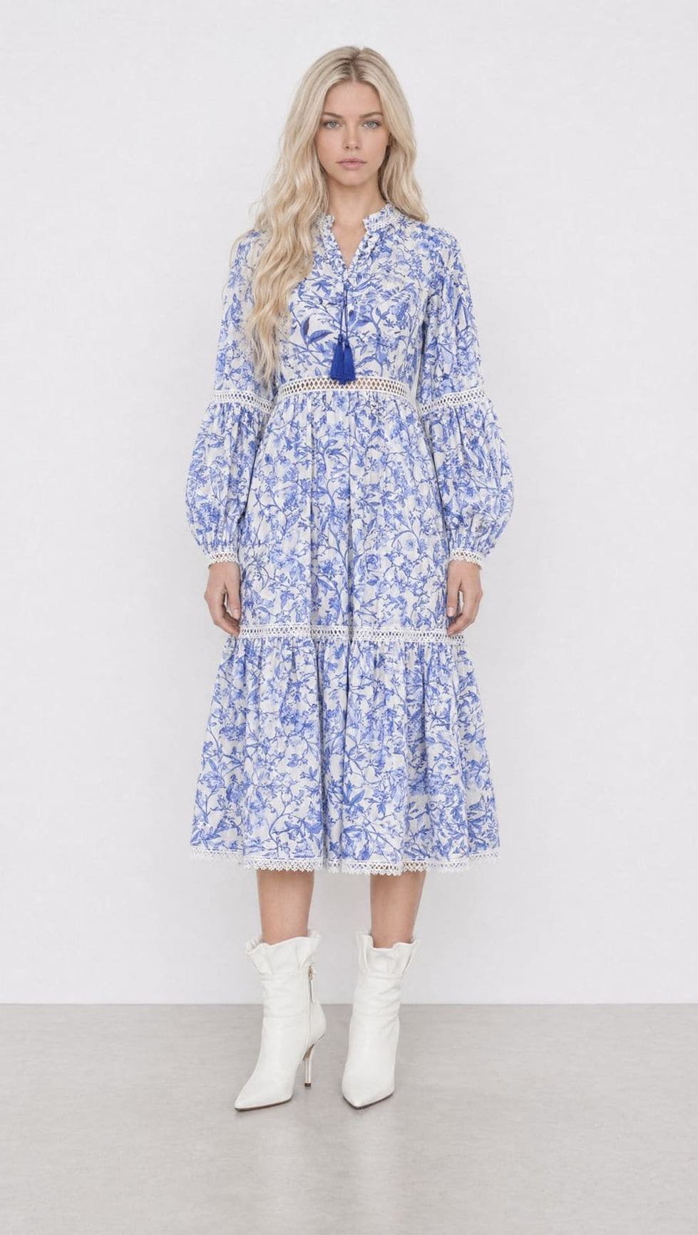Women | Jaylin and Linen Mom Dress | Blue x White