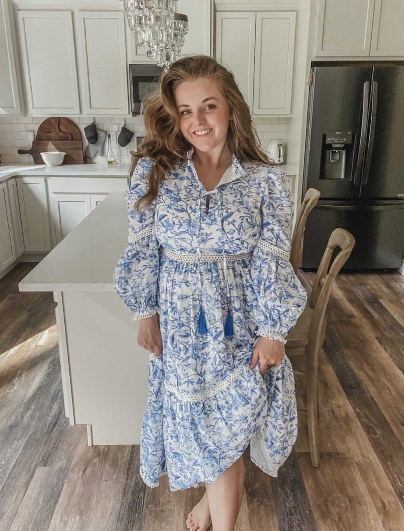 Women | Jaylin and Linen Mom Dress | Blue x White