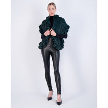 Women | Knit Mink Ruffle Stole | Emerald