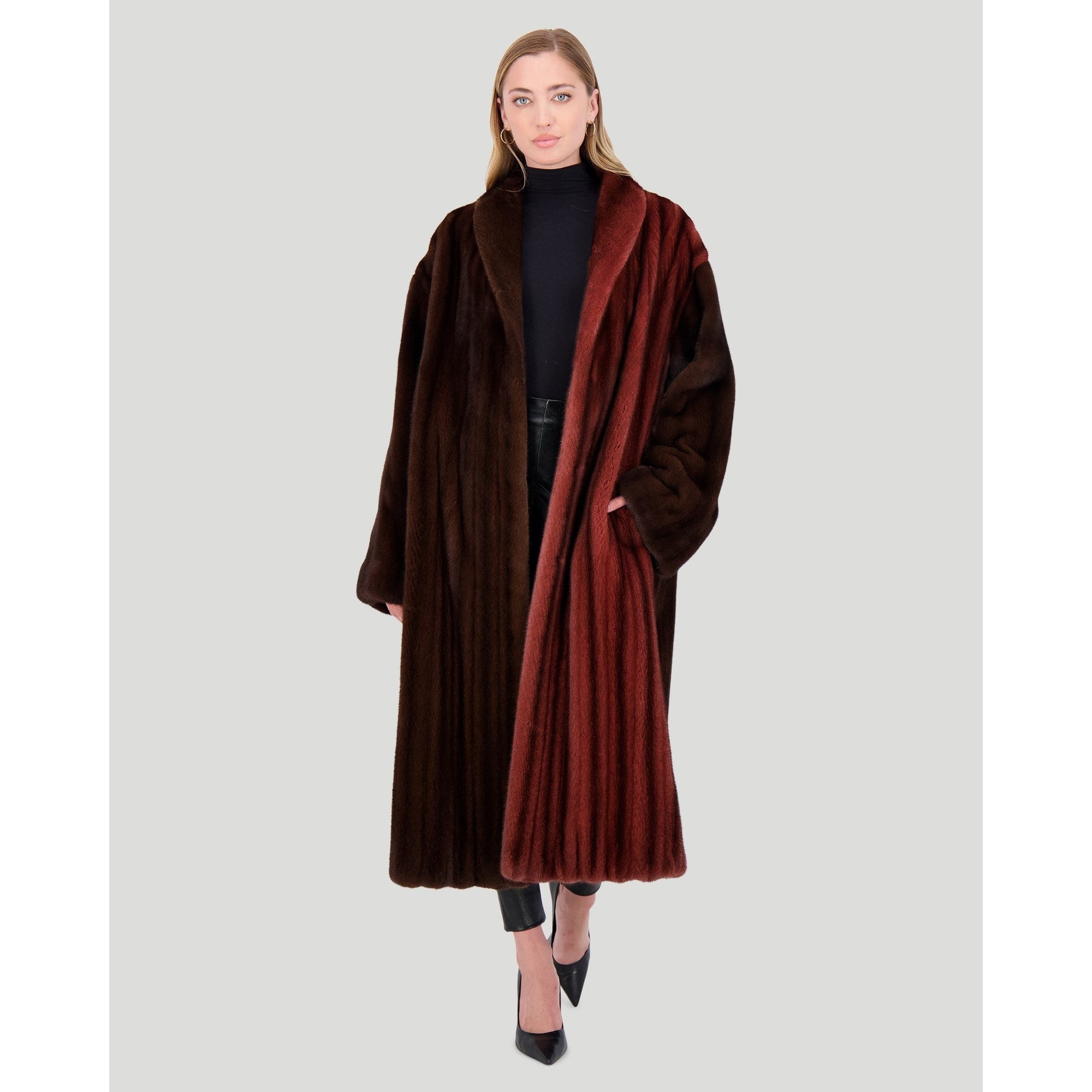 Women | Mink Let Out Coat | Guava/Mahogany