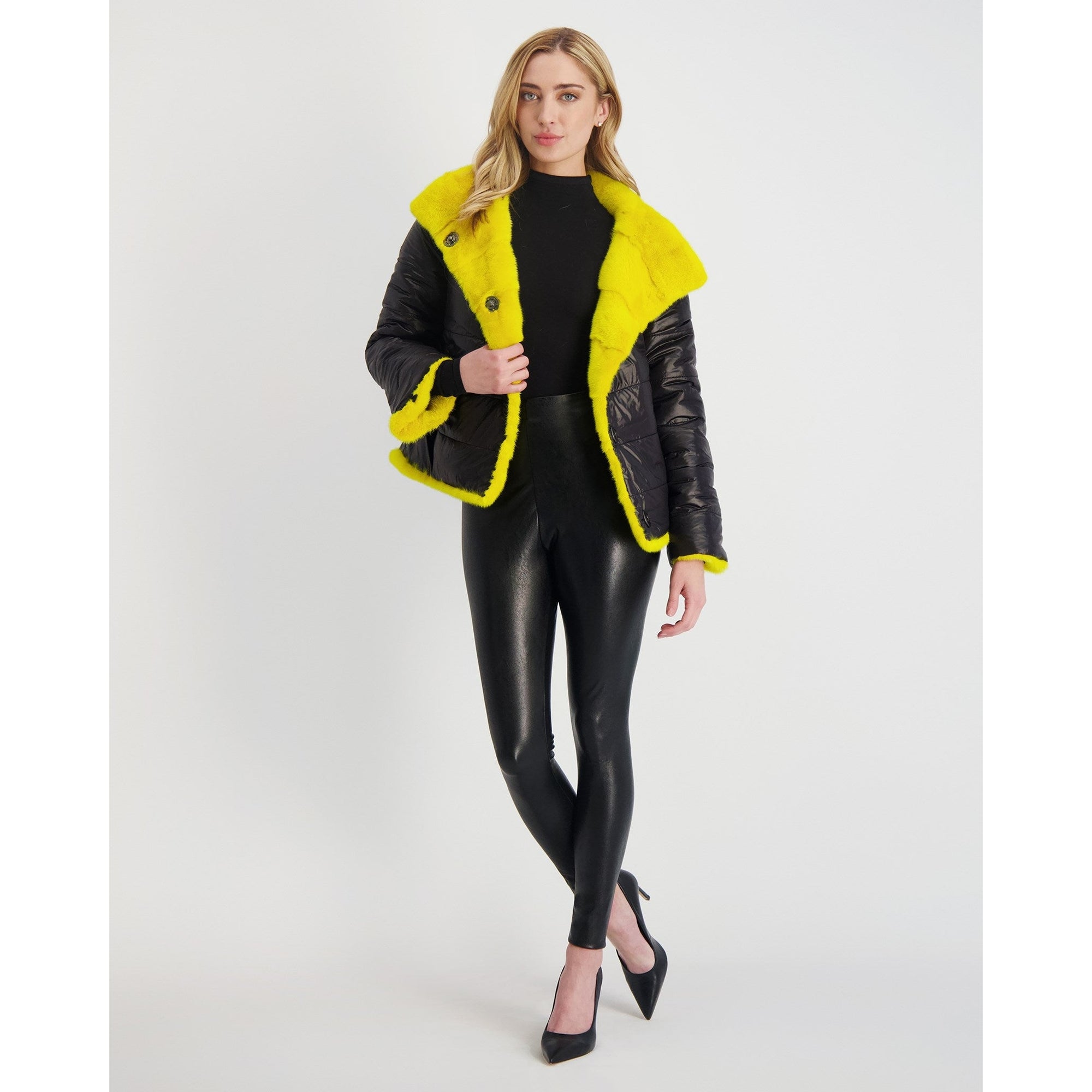 Women | Reversible Mink Jacket | Lemon