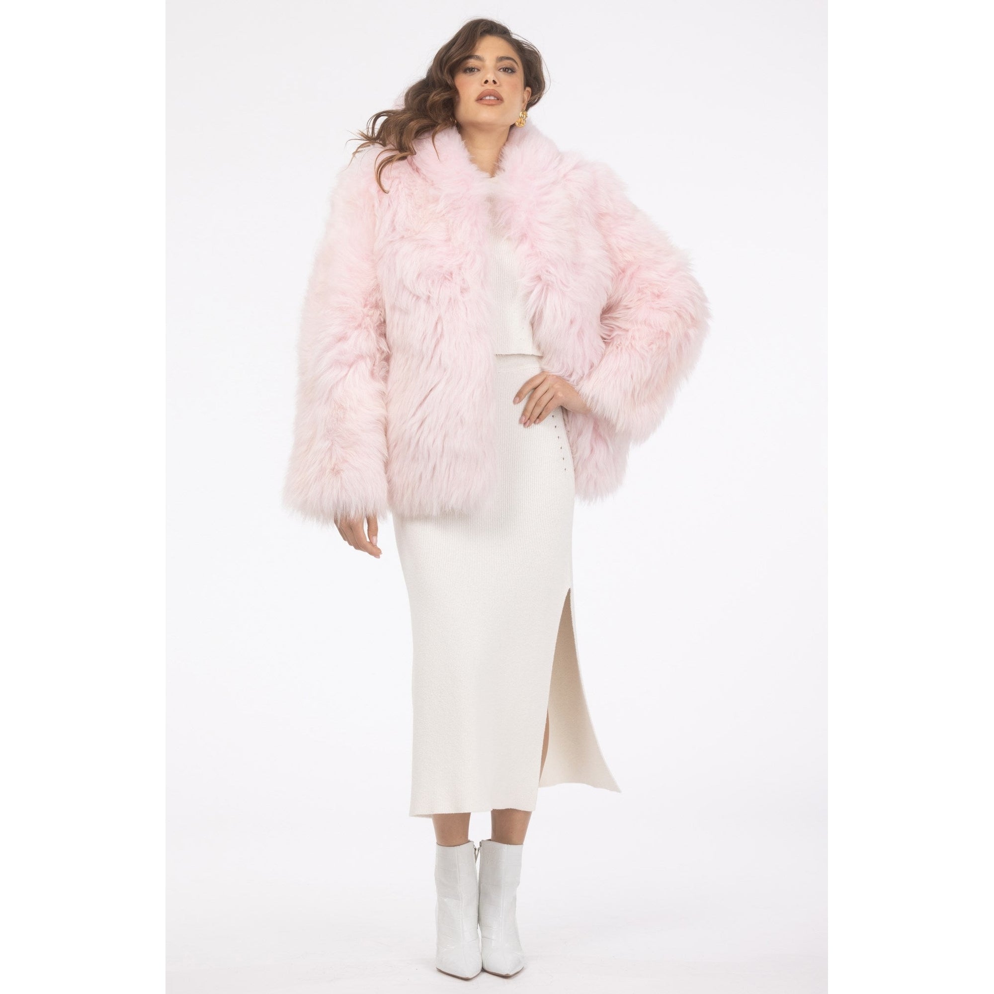 Women | Select Lamb Hooded Jacket | Pink