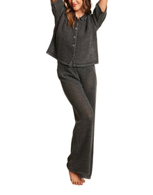 Women | Sunbleached Buttoned Short Sleeve | Faded Black