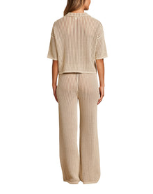 Women | Sunbleached Buttoned Short Sleeve | Stone