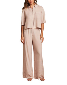 Women | Washed Satin Jacquard Wide Leg Pant | Feather