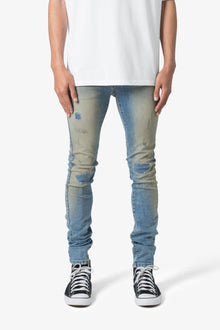 X651 Distressed Circle Knee Denim | Blue