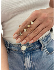 Yellow Gold Clover Diamond Studs | 14K Yellow Gold