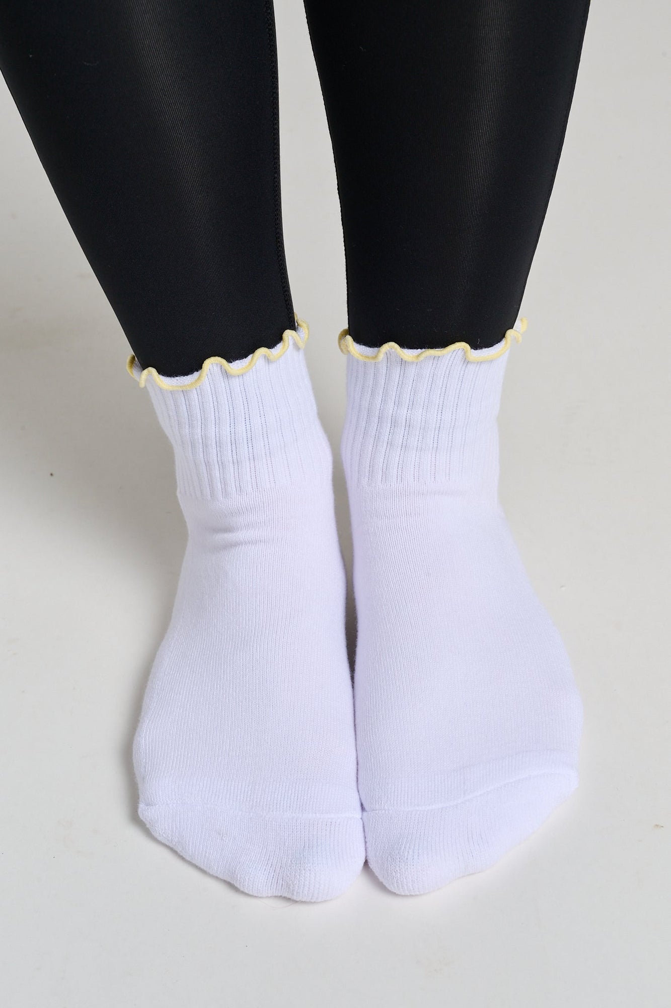 Soul by SoulCycle | Yellow Ruffle Quarter Cut Sock | White