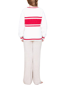 Youth | Cozychic Cotton Apres Pullover | Cream-Americana Red