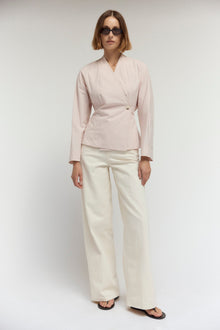 Mali | Zainab Sculpted Cotton Wrap Blouse in Size Small