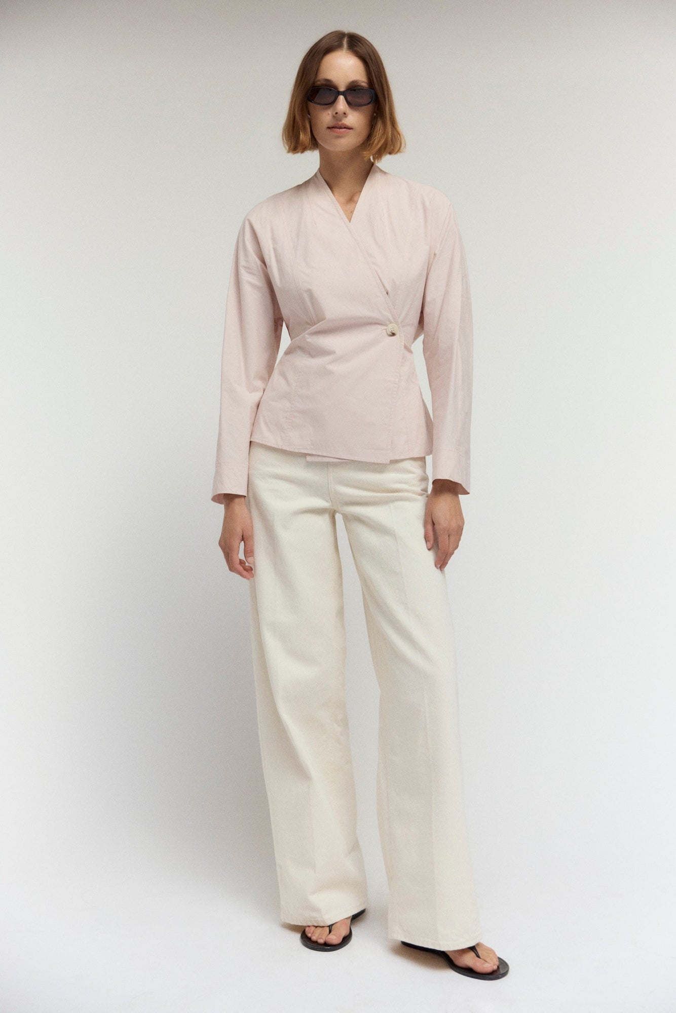 Mali | Zainab Sculpted Cotton Wrap Blouse in Size Small