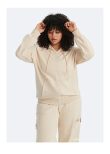 Zip Up Hoodie with Pockets | Oat Milk Beige