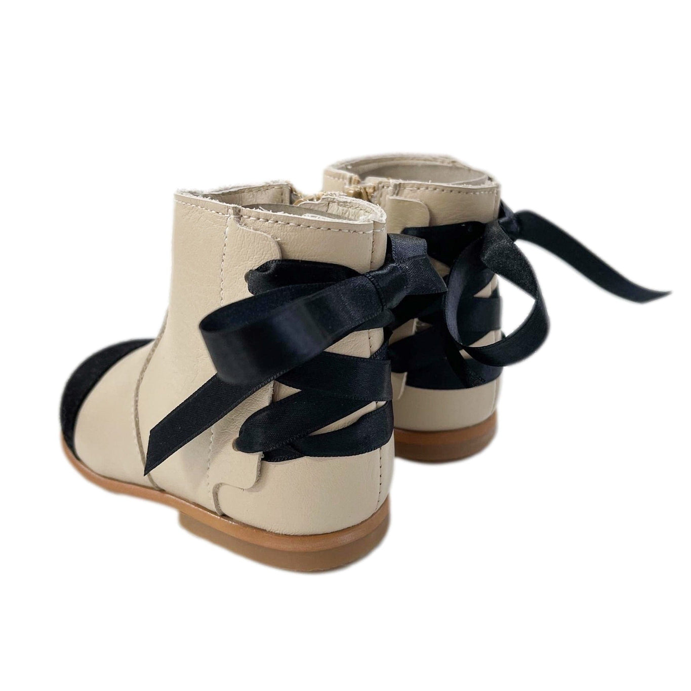 Zoe Beige and Black Leather Boots