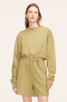 Cropped Terry Sweatshirt With Drawcord | Manzanilla